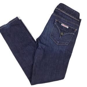 Hudson Colin Flap Jeans Dark Wash Skinny Straight Leg Blue Sz 26 Stretch Zip Fly